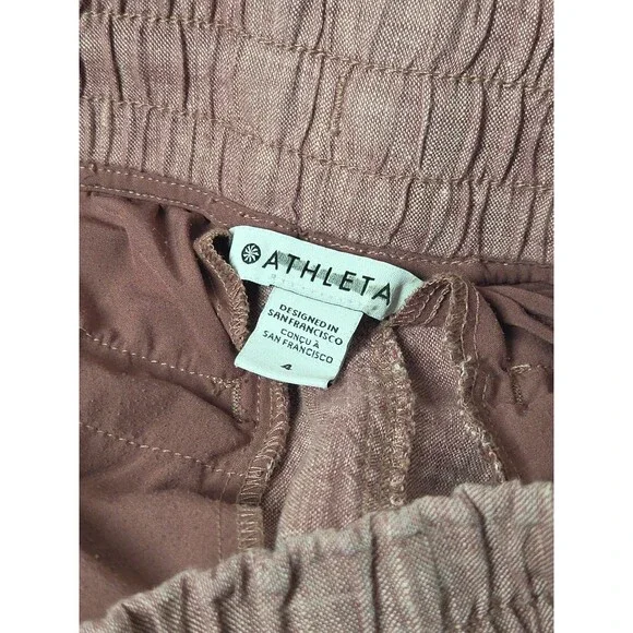 Athleta CABO Linen Wide Leg Pants in Dusty Vintage Rose sz 4 Viral Travel Vaca * - Picture 4 of 13